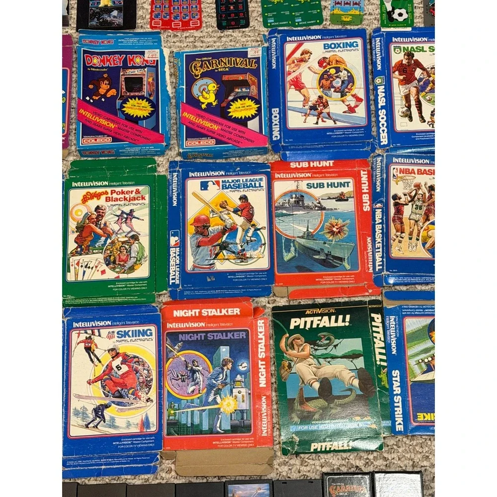 HUGE Lot of  Vintage Intellivision Games Boxes Instructions Overlays & More!